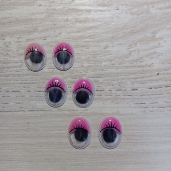 Очі для іграшок овальні, рожеві, 11х14 мм. (пара)