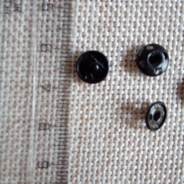 Кнопка пришивна, металева, 7 мм, чорна (10 шт.)