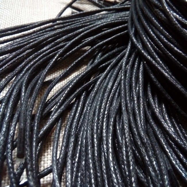 Шнурки вощені, круглі, 2 мм., 100 см., чорний.