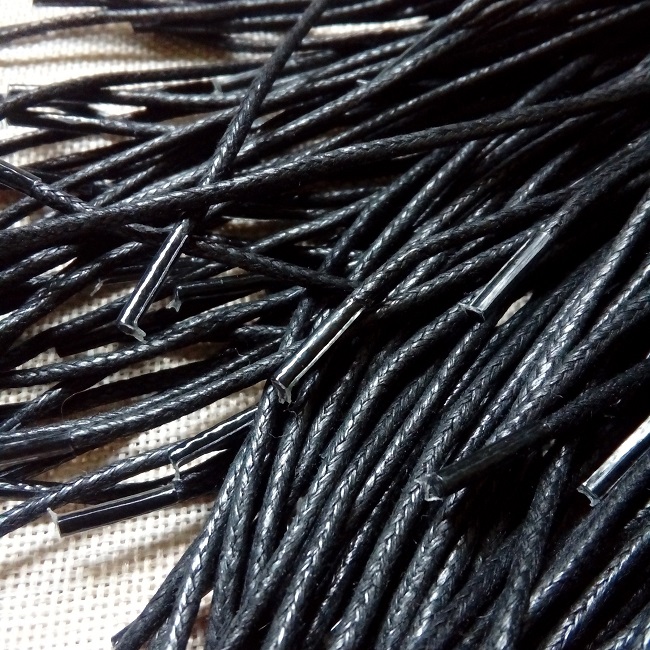 Шнурки вощені, круглі, 2 мм., 100 см., чорний.