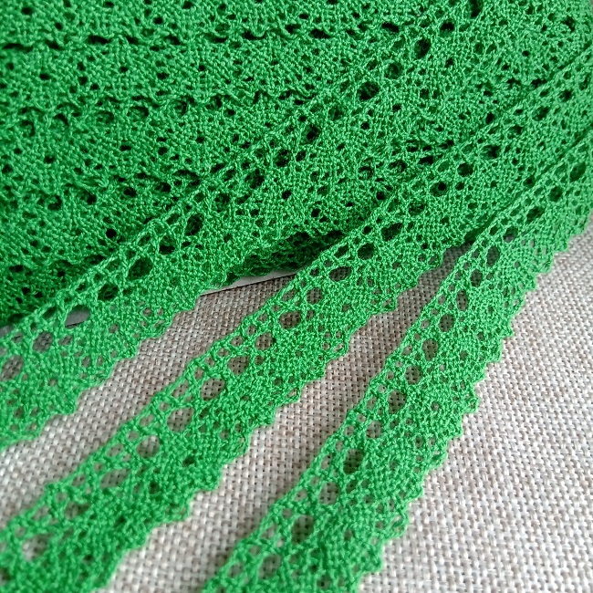 Мереживо бавовна, 18 мм, зелене.
