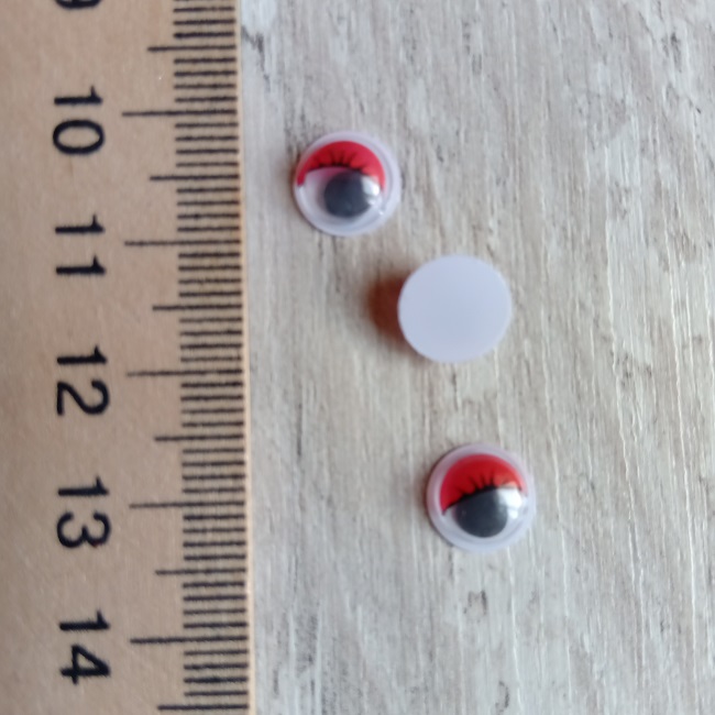 Очі для іграшок круглі, червоні, 8 мм. (пара)