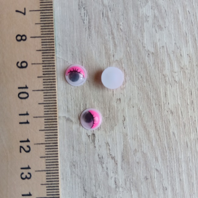 Очі для іграшок круглі, рожеві, 8 мм. (пара)