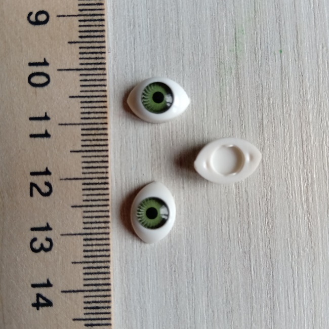 Очі для іграшок овальні, зелені, 12х8 мм. (пара)