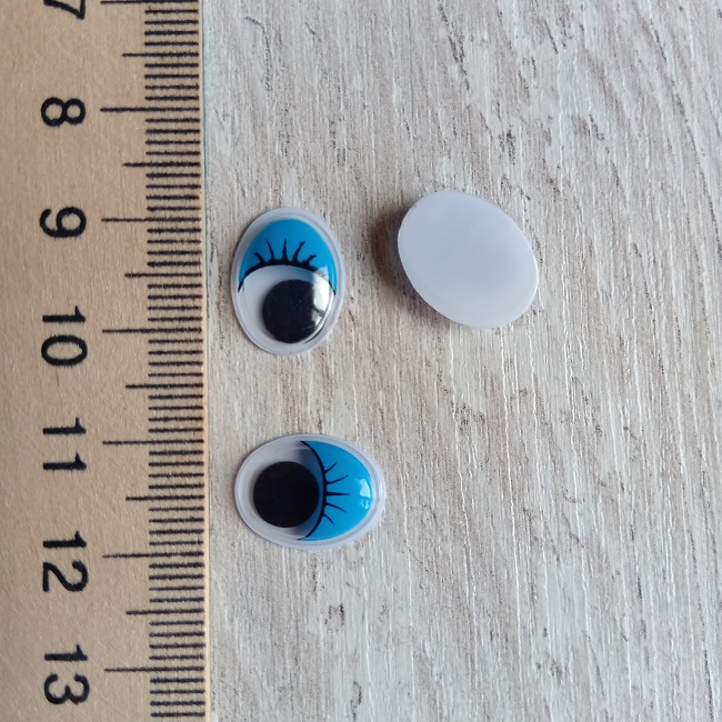Очі для іграшок овальні, блакитні, 11х14 мм. (пара)
