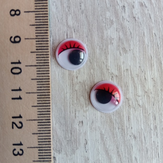 Очі для іграшок круглі, червоні, 12 мм. (пара)
