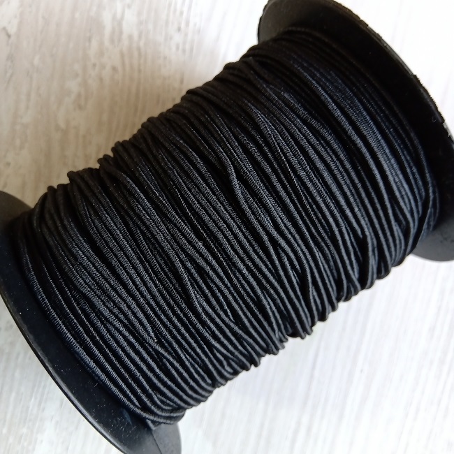 Резинка-канат, 1,5 мм., чорна (шляпна).