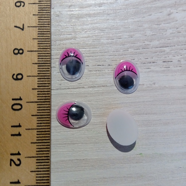 Очі для іграшок овальні, рожеві, 11х14 мм. (пара)