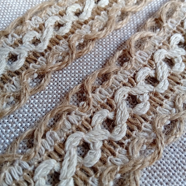 Тасьма плетена бечевка, льон 40 мм.