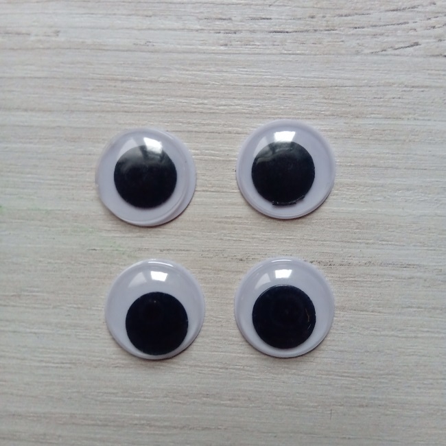 Очі для іграшок круглі, чорні, 15 мм (пара)