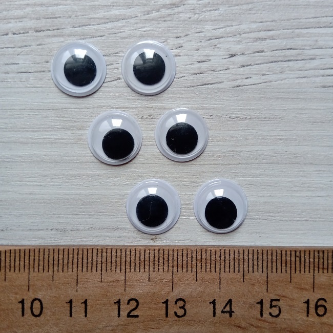Очі для іграшок круглі, чорні, 12 мм (пара)
