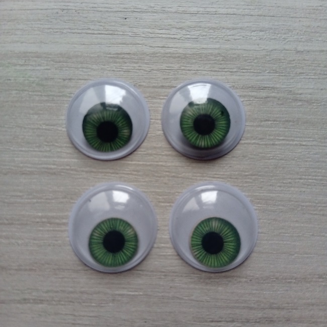 Очі для іграшок круглі, зелені, 15 мм (пара)
