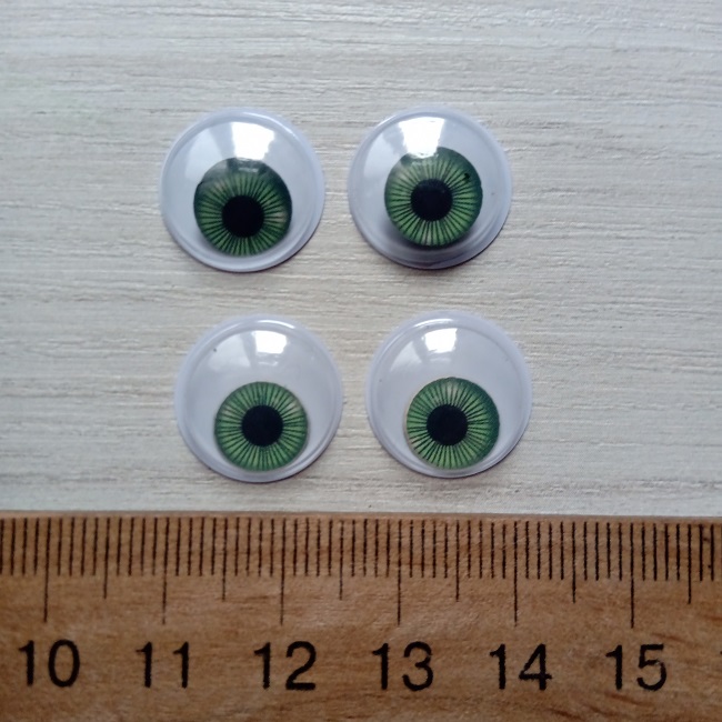Очі для іграшок круглі, зелені, 15 мм (пара)