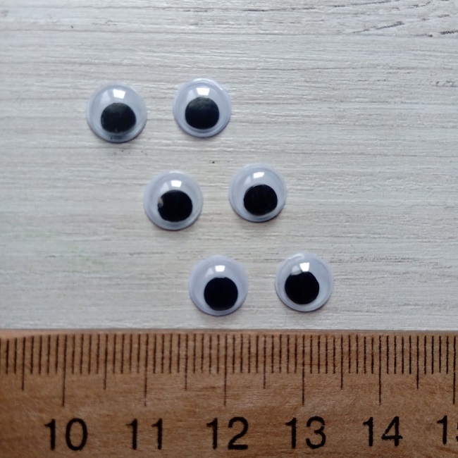 Очі для іграшок круглі, чорні, 8 мм (пара)