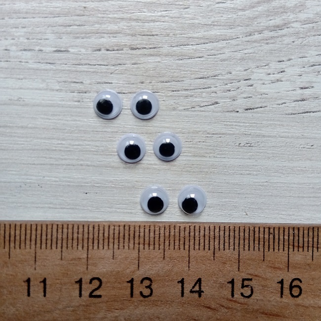 Очі для іграшок круглі, чорні, 6 мм (пара)