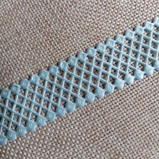 Мереживна стрічка Сіточка, 2 см, світло-блакитна.