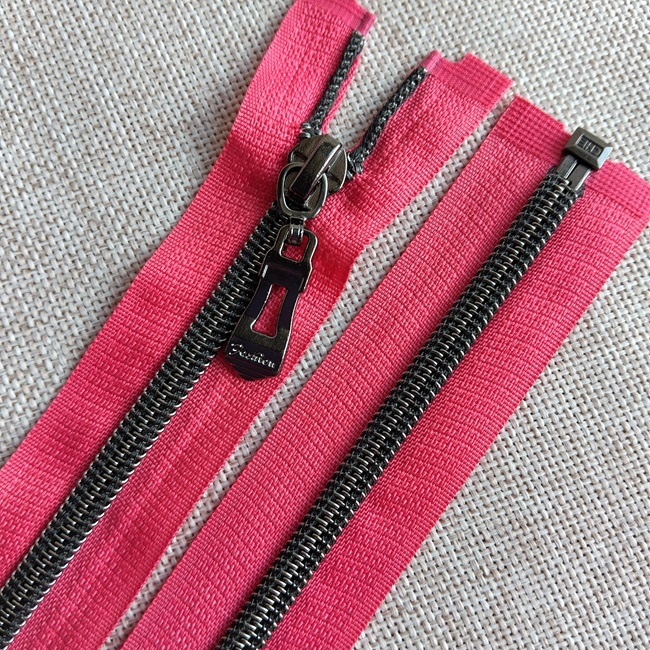 Блискавка спіральна, тип-7, 80 см, black silver, малина