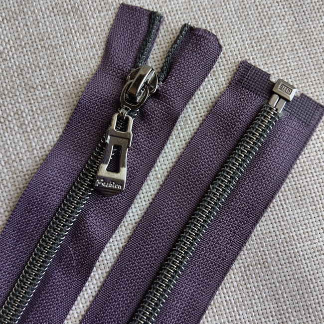 Блискавка спіральна, тип-7, 80 см, black silver, бузково-коричневий (1)