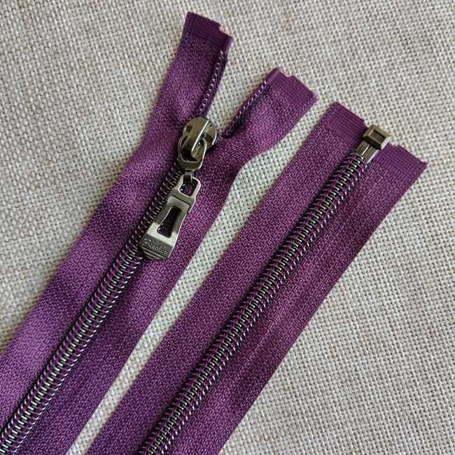 Блискавка спіральна, тип-7, 80 см, black silver, бузковий