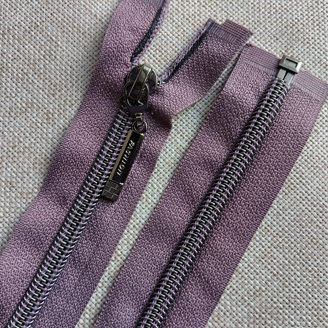 Блискавка спіральна, тип-7, 80 см, black silver, бузковий (2)