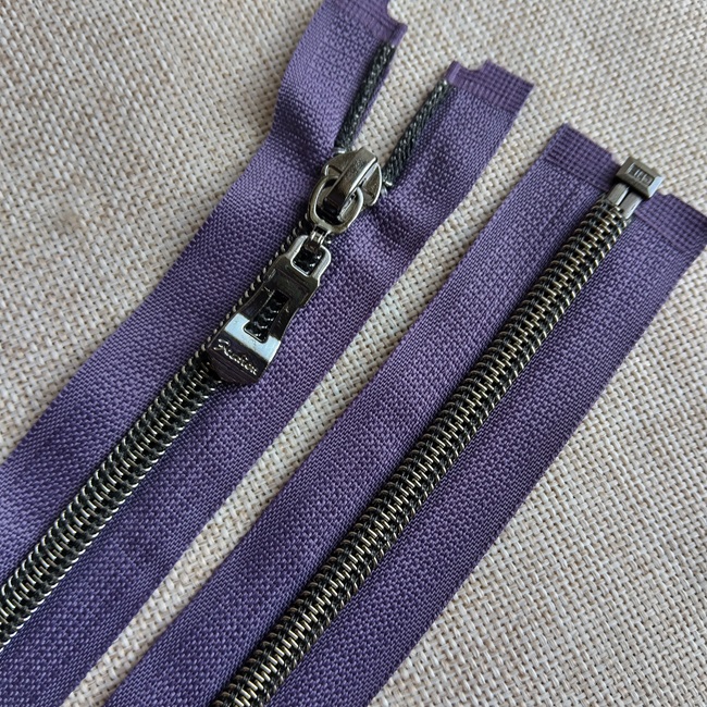 Блискавка спіральна, тип-7, 80 см, black silver, бузковий (4)