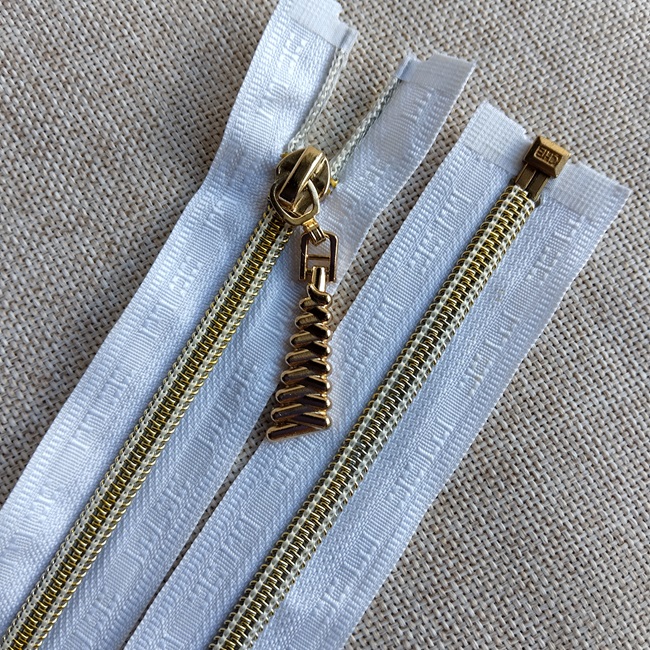 Блискавка спіральна, тип-7, 85 см, gold біла