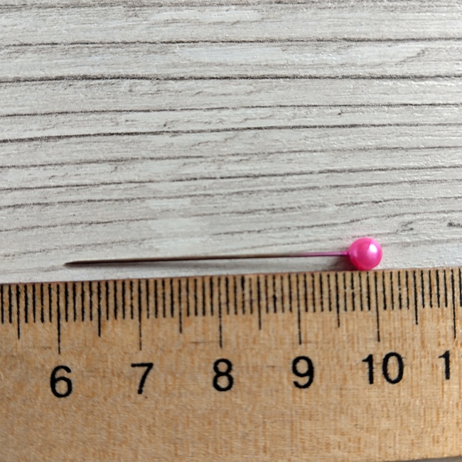 Шпилька-намистина кольорова в пластиковій коробці, 38 мм, 80 шт.