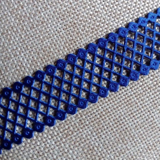 Мереживна стрічка Сіточка, 2 см, темно-синя.