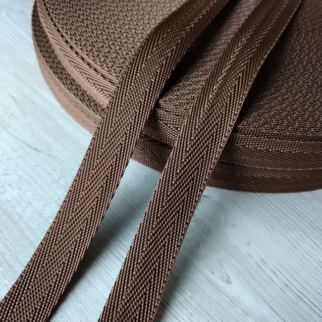 Стрічка ремінна Ялинка, поліпропілен, 20 мм, коричнева (світла)