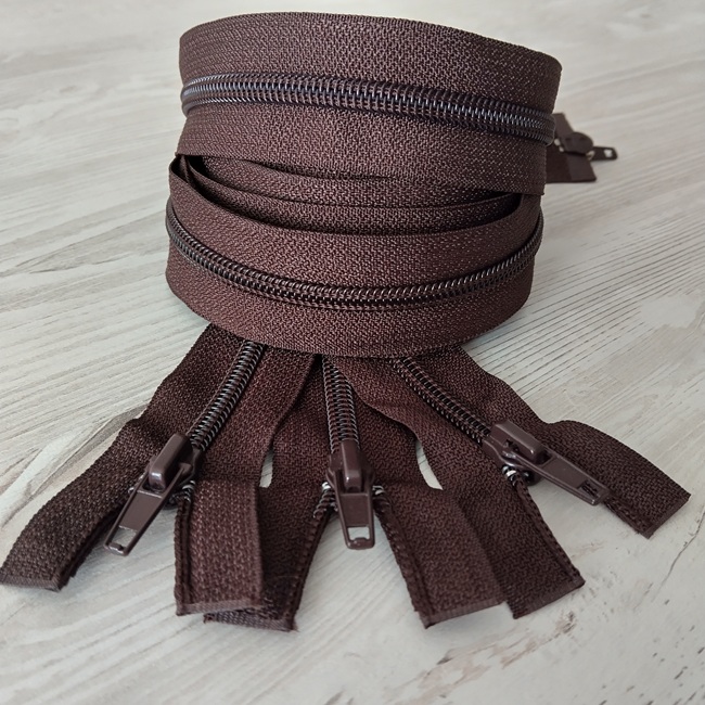 Блискавка спіральна, тип-7, 2 бігунка, 110 см, темно-коричнева