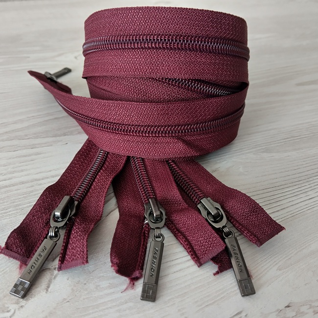 Блискавка спіральна, тип-7, 2 бігунка, 110 см, бордова