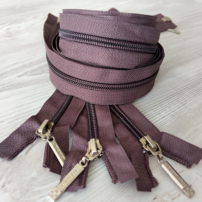 Блискавка спіральна, тип-7, 2 бігунка, 110 см, бузково-коричнева