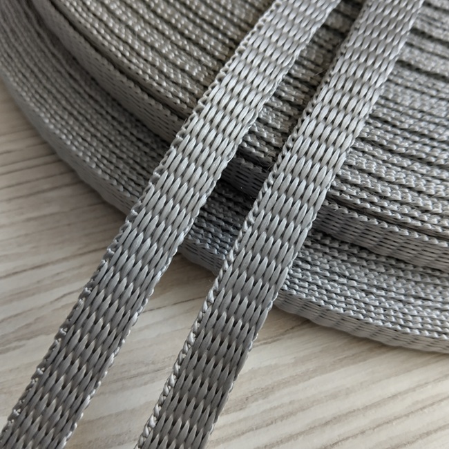 Стрічка ремінна, поліпропілен, 10 мм, світло-сіра