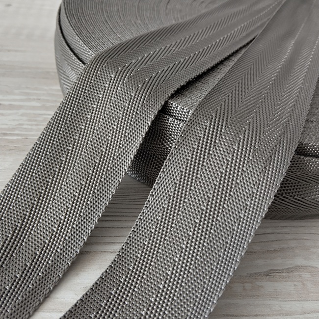 Стрічка ремінна Ялинка, поліпропілен, 40 мм, сіра (графит)