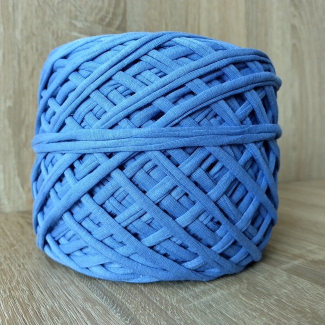 Трикотажна пряжа вторинна, блакитний джинс, 5 мм, 100-120 м