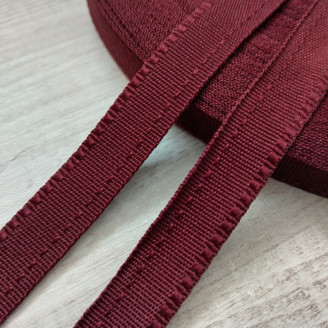 Тасьма брючна, 15 мм, бордова