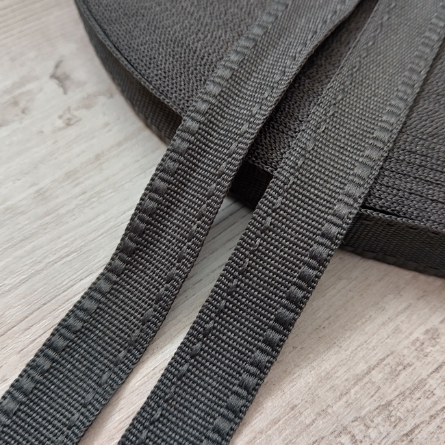 Тасьма брючна, 15 мм, темно-сірий