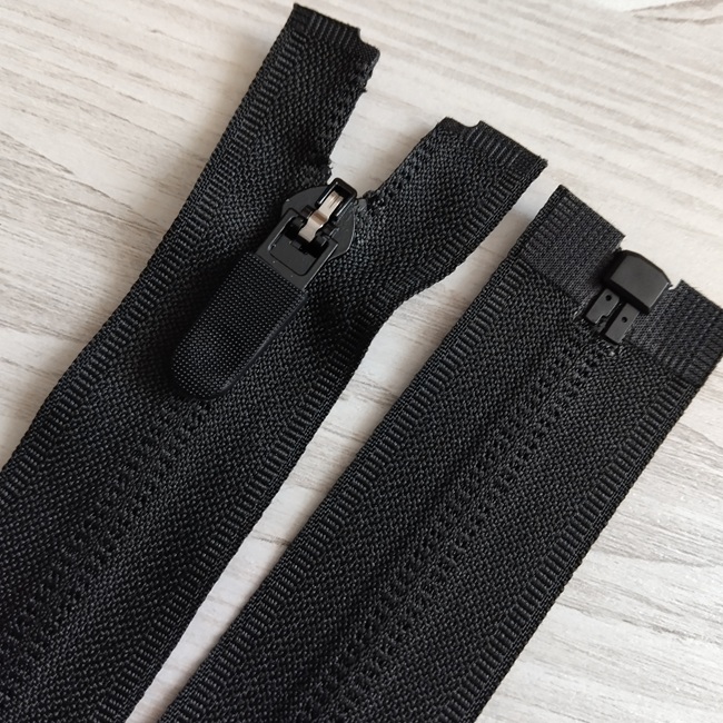 Блискавка потайна розємна Спорт, 80 см, тип-7, чорна ОСНОВА ТКАНИНА (580)