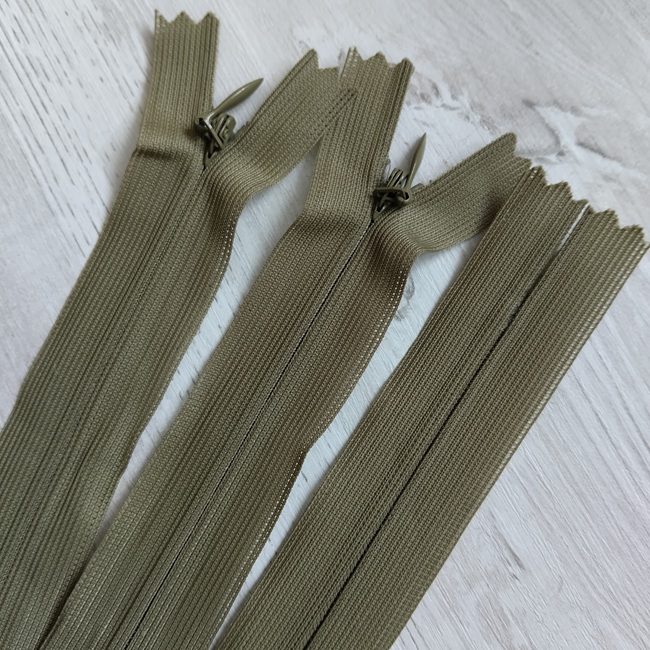 Блискавка потайна, 17 см, тип-3, хакі світлий (2551)