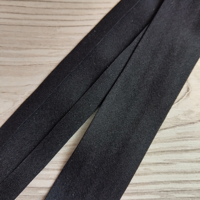 Коса бейка бавовна, 30 мм, чорна 27 МЕТРІВ