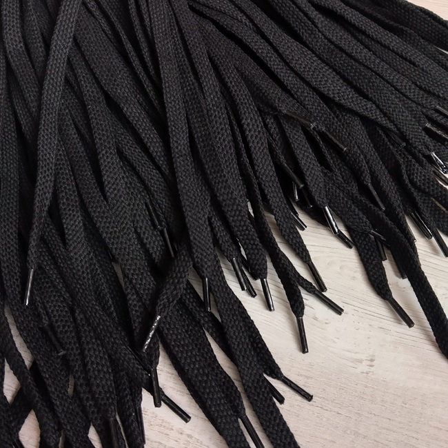 Шнурки плоскі бавовняні, 10 мм, 100 см, чорні