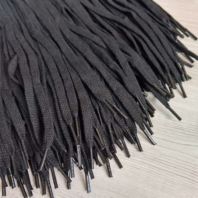 Шнурки плоскі бавовняні 7 мм, 80 см, чорні