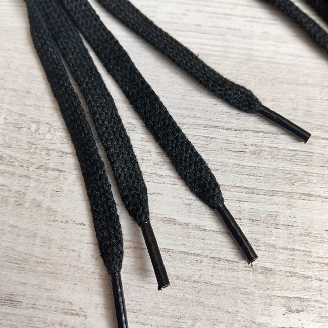 Шнурки плоскі бавовняні 7 мм, 80 см, чорні