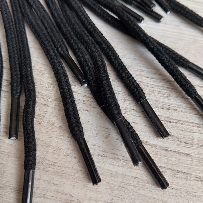 Шнурки круглі бавовняні 4 мм, 60 см, чорні