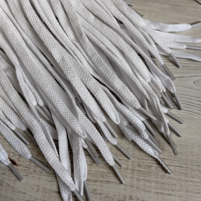 Шнурки плоскі бавовняні 7 мм, 80 см, білі