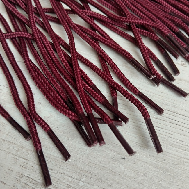 Шнурки круглі, тонкі, 3 мм, 80 см, бордові