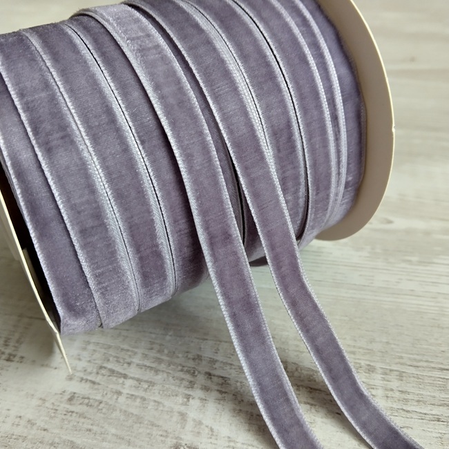 Тасьма велюр (бархат), 10 мм, світло-бузкова