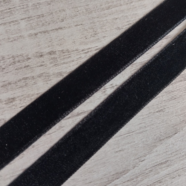 Тасьма велюр (бархат), 10 мм, чорна