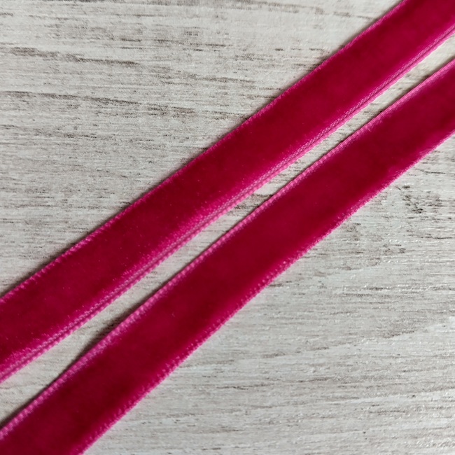 Тасьма велюр (бархат), 10 мм, рожева