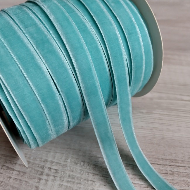 Тасьма велюр (бархат), 10 мм, м'ята